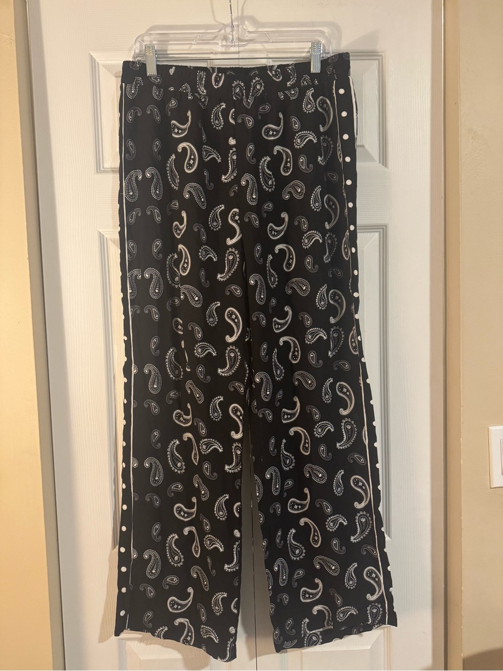 NWT Hester & Orchard Boho Paisley Wide Leg Pull-On Palazzo Pants Size L - Picture 3 of 8